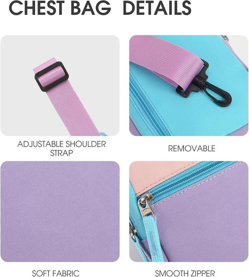 cotmcor Store Valentines Day Gifts for Kids: Fanny Pack Birthday Gift for 8 9 10 11 12 Year Old Teen Girls Trendy Stuff, Preppy Colorblock Crossbody Bag Adjustable Sling Belt Bags Purse for Travel Outdoor - Image 5